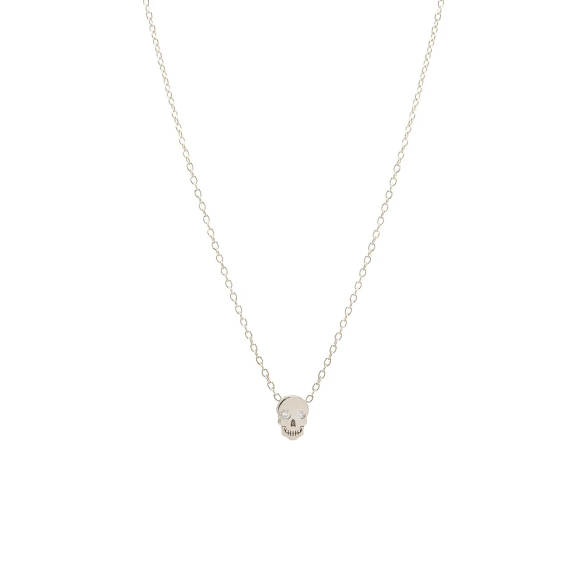 14k Itty Bitty Skull with Diamond Eyes Necklace