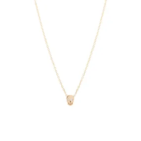 14k Itty Bitty Skull with Diamond Eyes Necklace