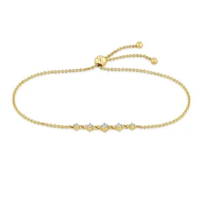 14k Linked 5 Graduated Prong Diamond Bolo Bracelet