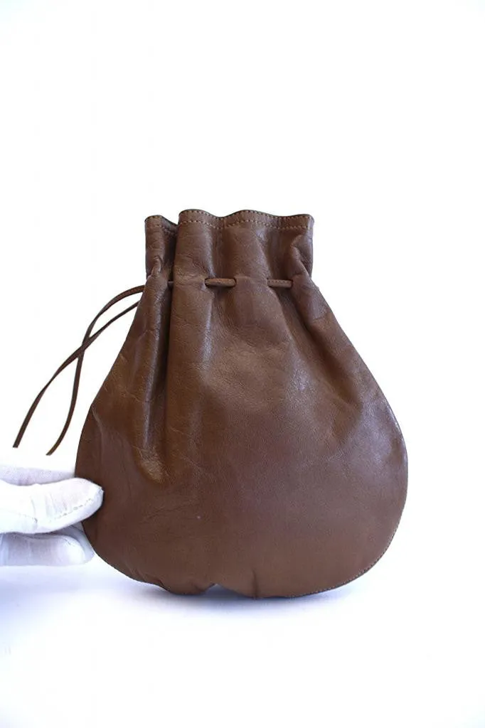 1970s HALSTON Brown Drawstring Pouch