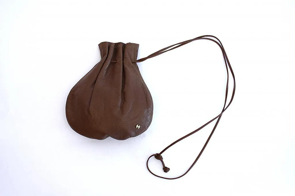 1970s HALSTON Brown Drawstring Pouch