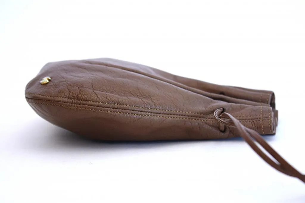 1970s HALSTON Brown Drawstring Pouch