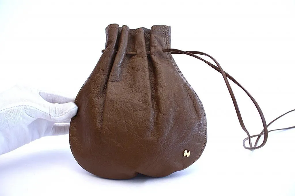 1970s HALSTON Brown Drawstring Pouch