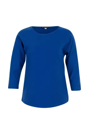 3/4 sleeve Textured Top | ROYAL | 0141ZR