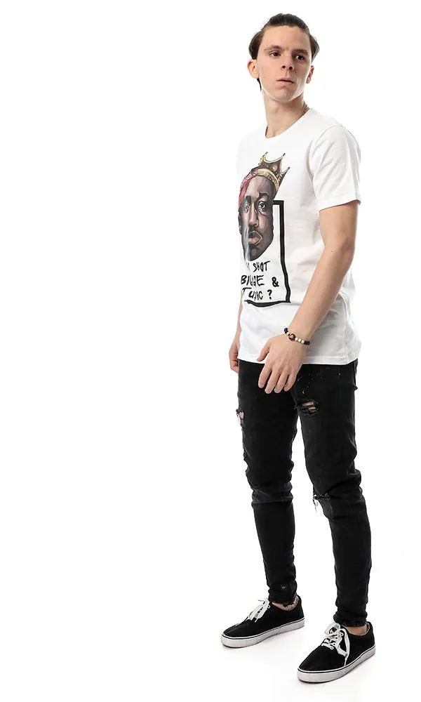 54093 Tupac Printed Inspired White Tee