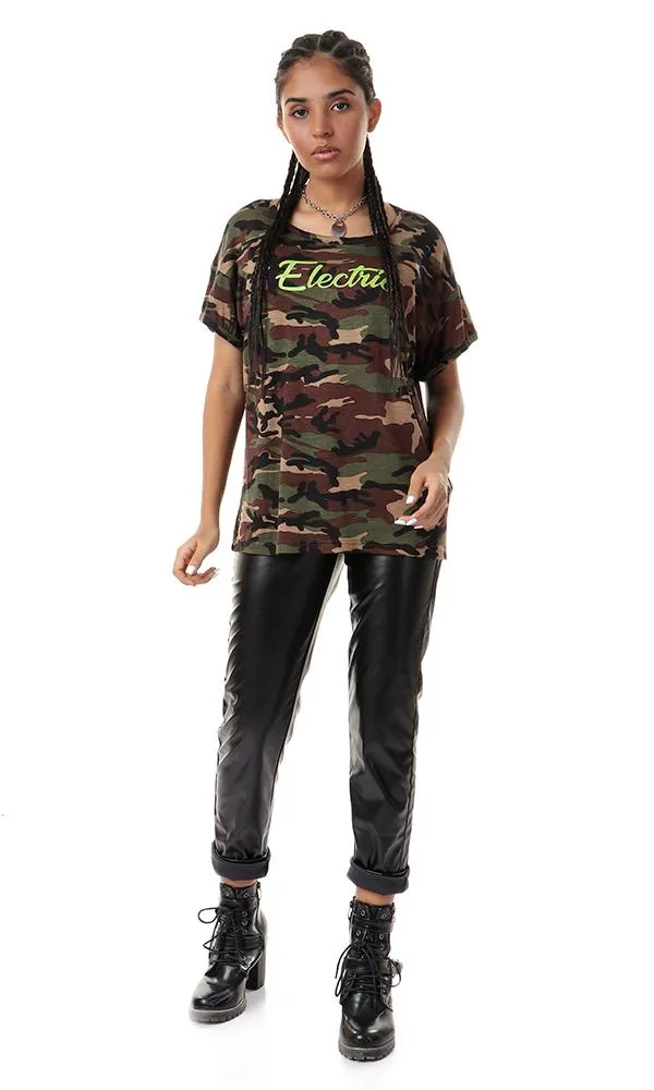 56519 Printed Elecrtric Army Pattern Multicolour Tee