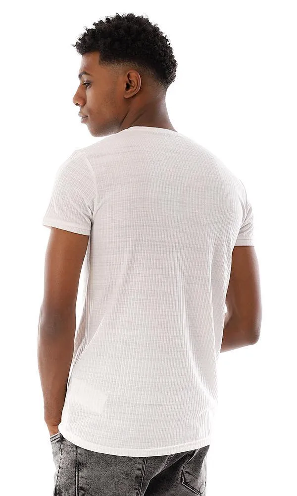 94623 Ribbed Round Neck Slip On T-Shirt - White