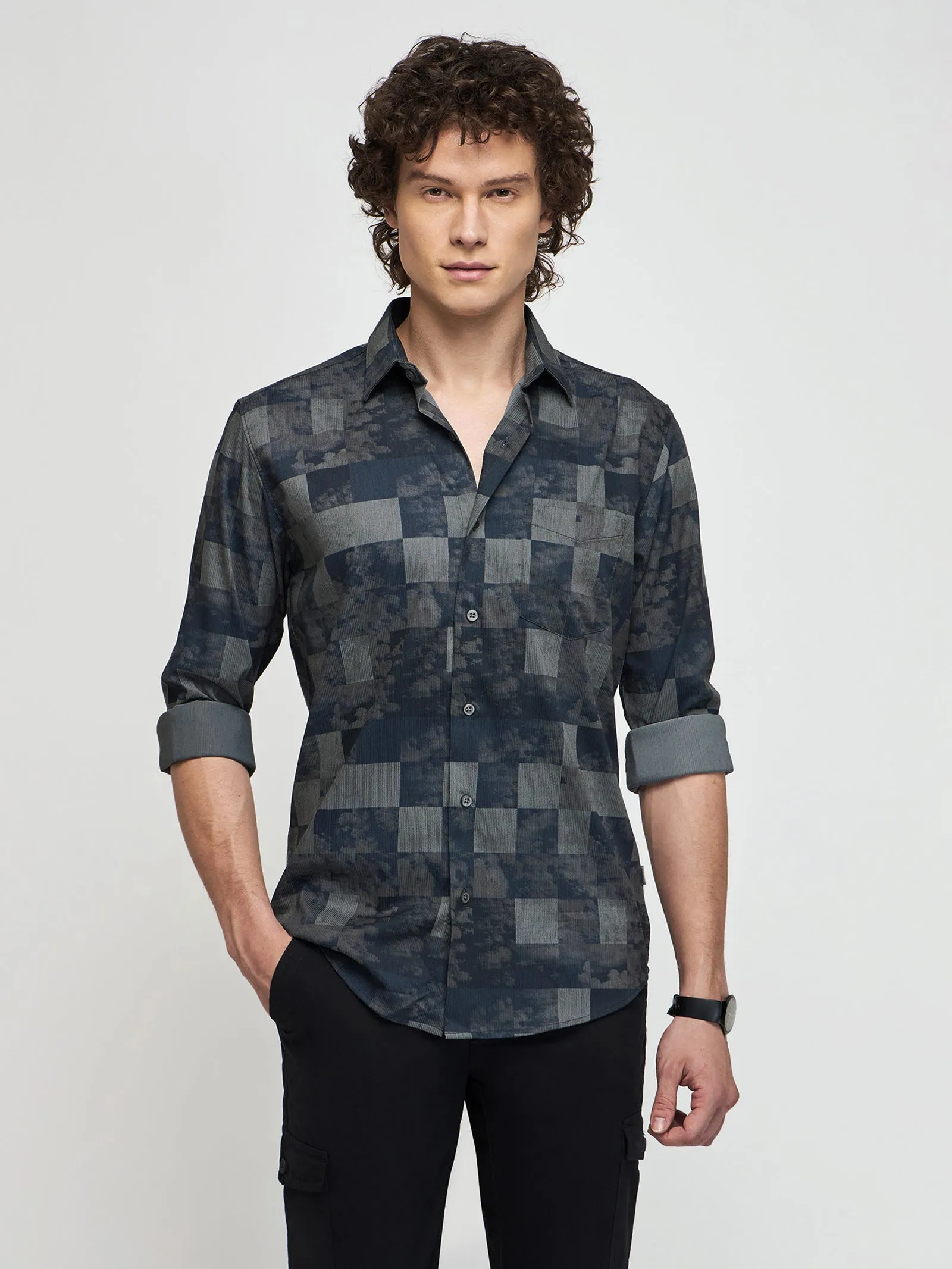 Abstract Print Fluid Shirt