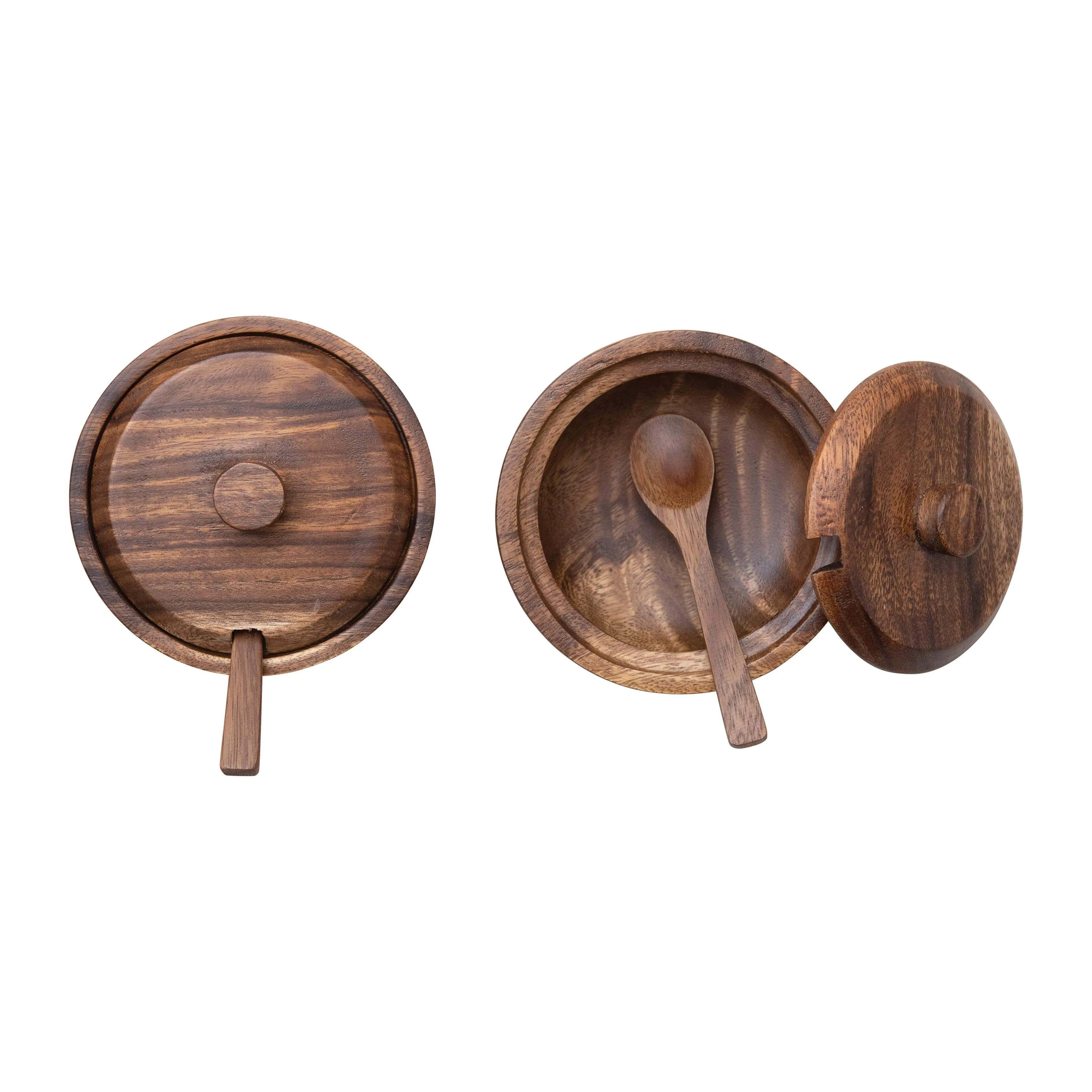 Acacia Wood Covered Bowl w/ Spoon