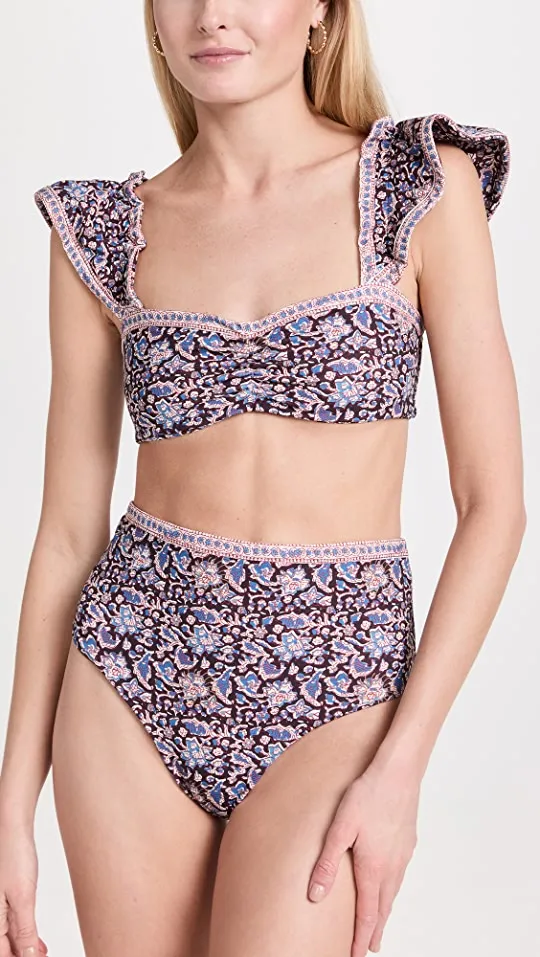 Amaki Border High-Waisted Bikini Bottoms