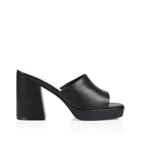 Avalon Platform Mules - Black Smooth