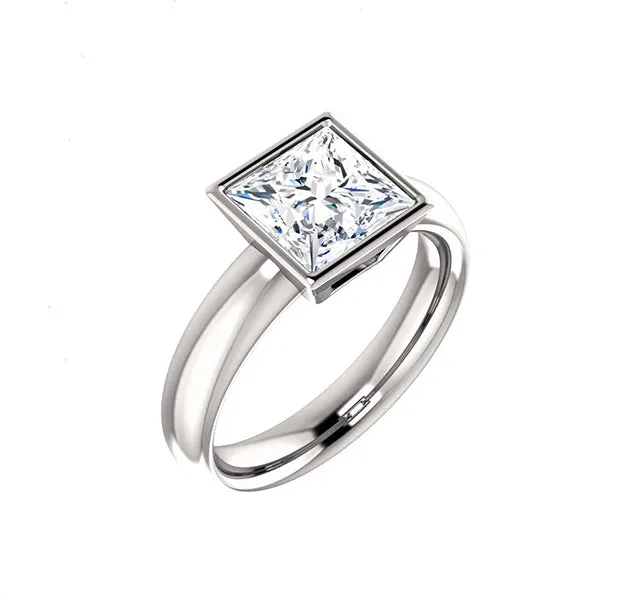 Bezel Set Princess Cut Solitaire Setting