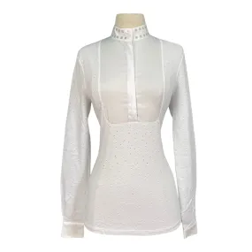 Cavalleria Toscana L/S Perforated Show Shirt w/Sequins in White - Women's Small