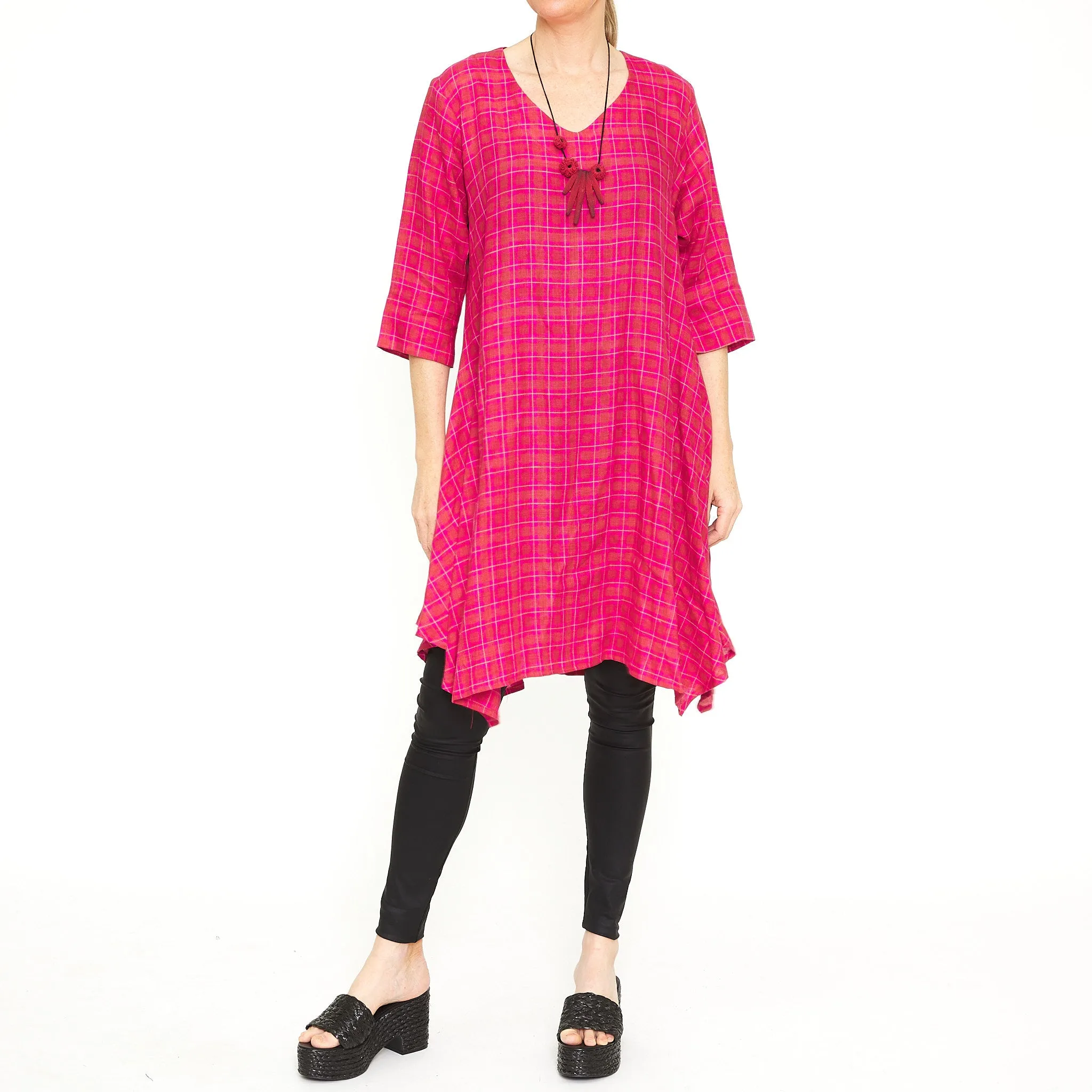 Celine Cherry Check Tunic Dress