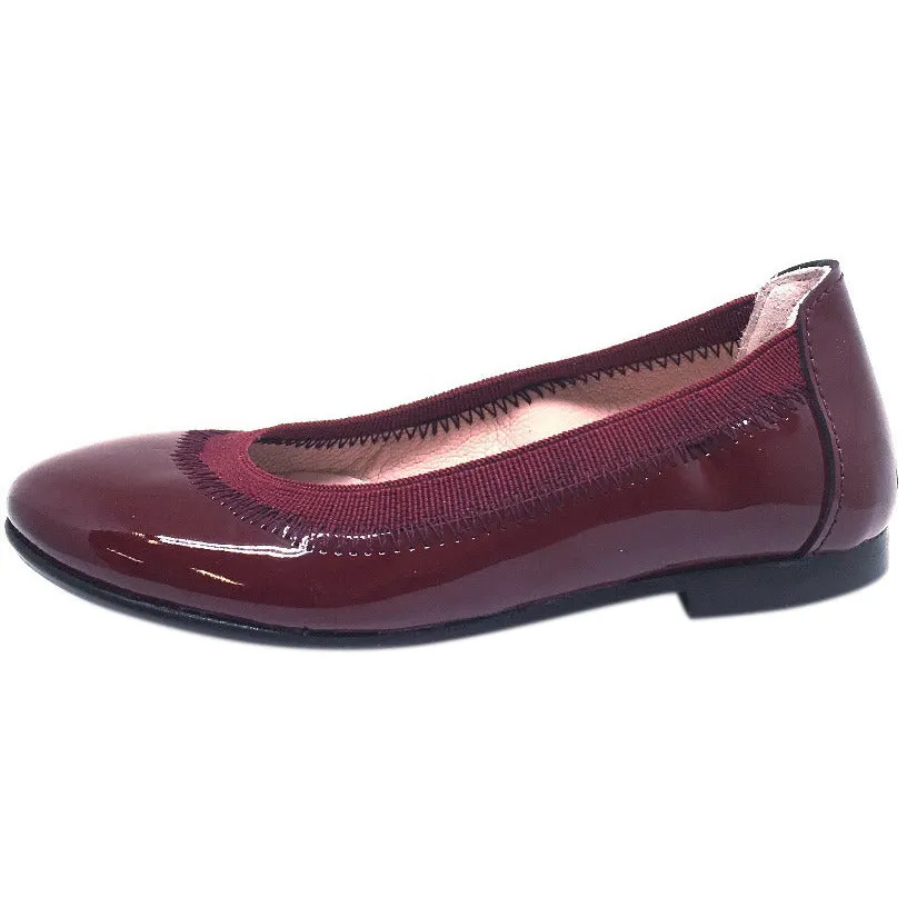 Chupetin 9315 Burgundy Patent Leather Elastic Slip On Ballet Flats