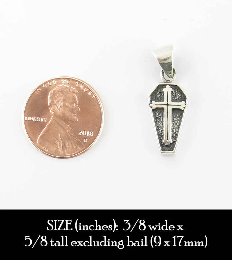 Coffin Pendant w/ Latin Cross, Oxidized