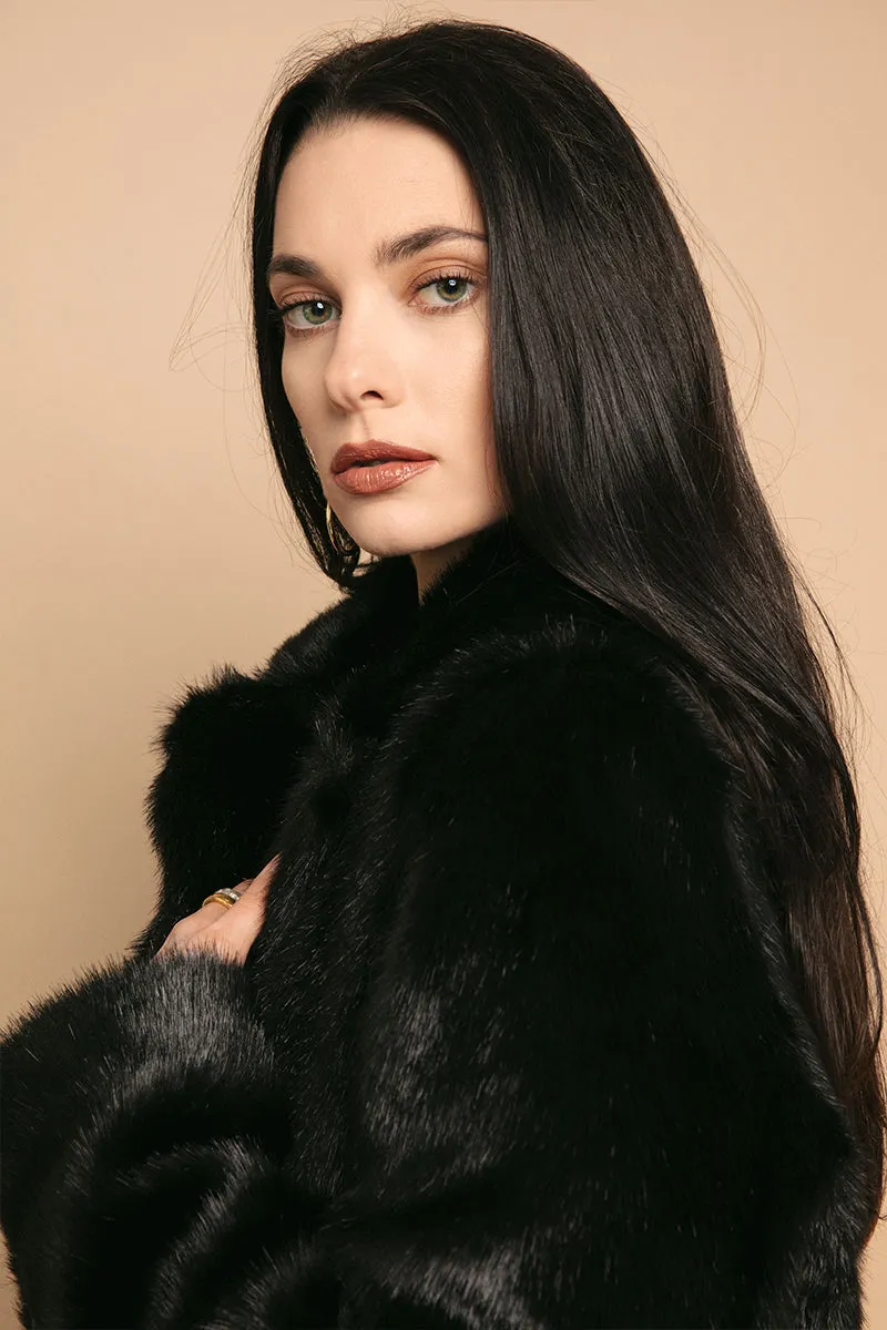 Dawson Faux Fur Coat in Black