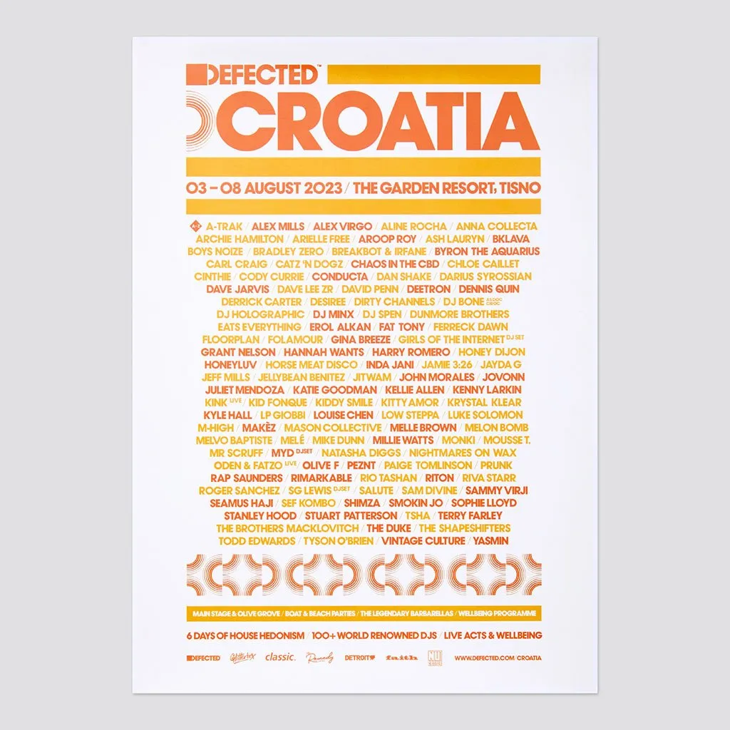 Defected Croatia 2023 Line-Up Print