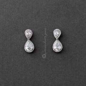 Double Teardrop Cut CZ Drop Earrings