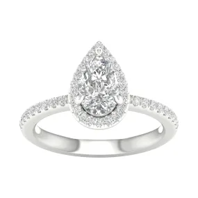 Engagement Ring Pear Cut With Halo and Side Diamonds