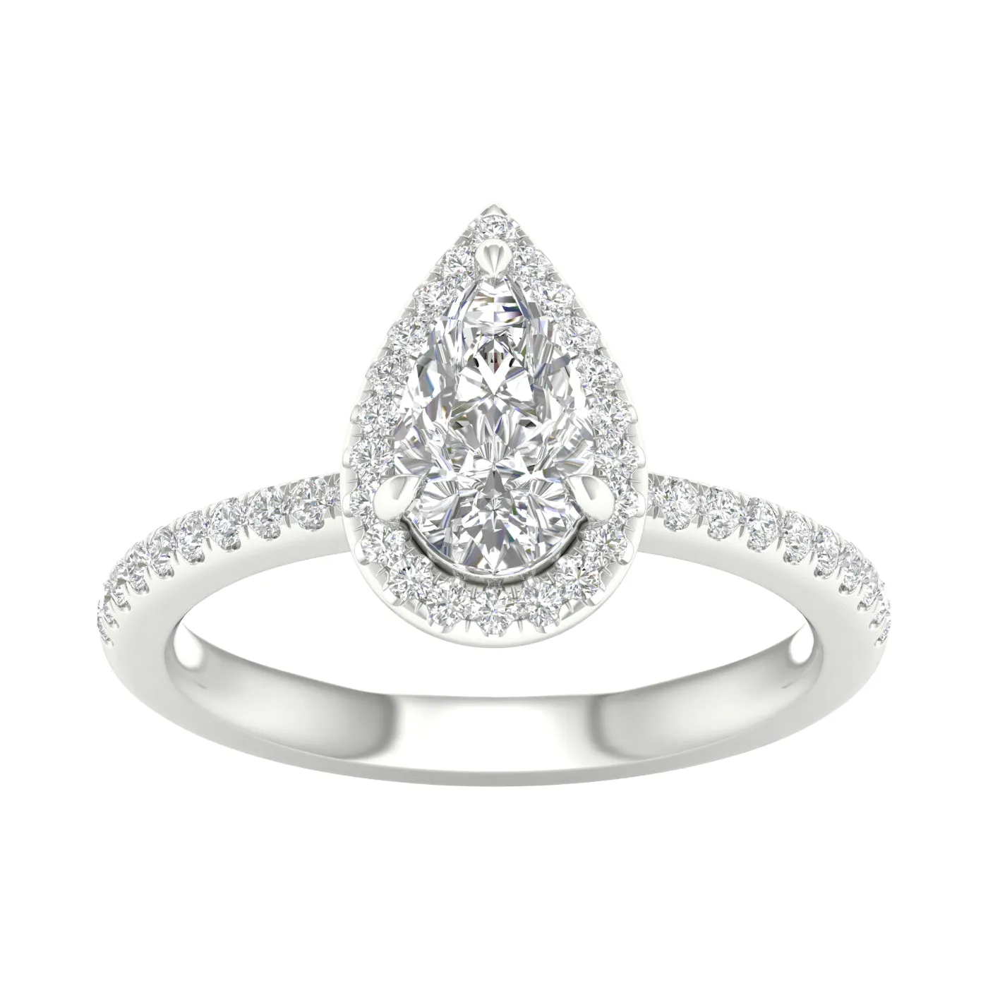 Engagement Ring Pear Cut With Halo and Side Diamonds