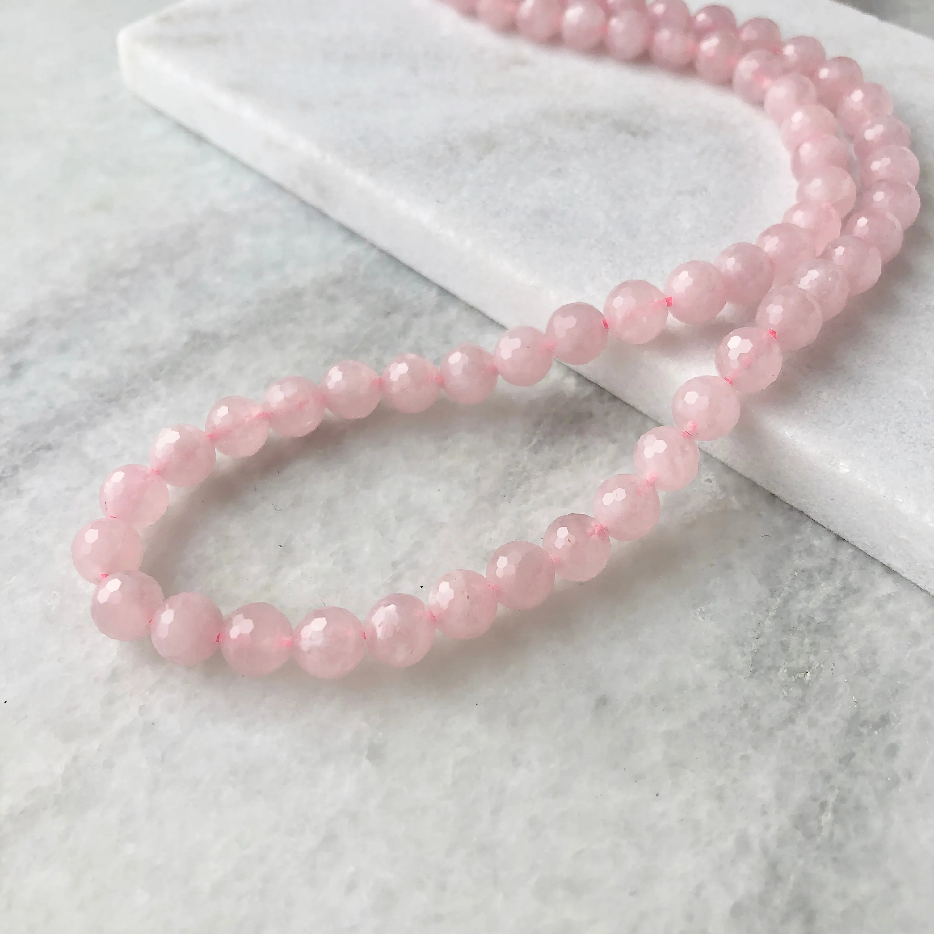 Faceted Rose Quartz Bead Strand