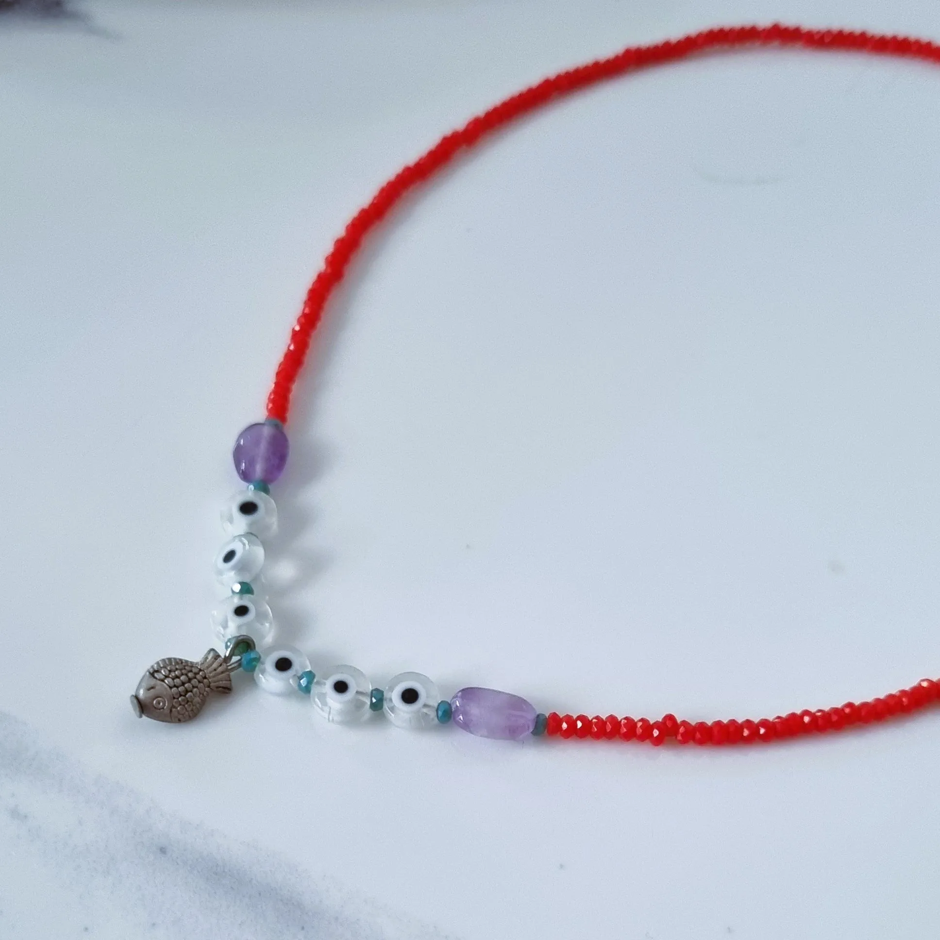 Fish in red sea necklace