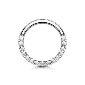 Front Facing CZ Paved Hinged Segment Hoop Ring