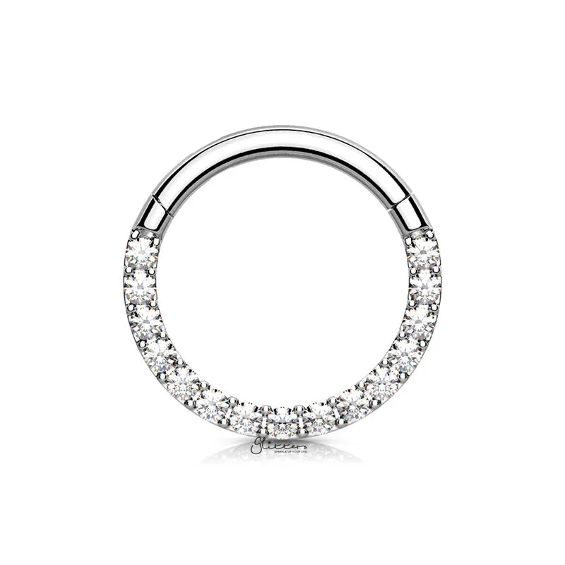 Front Facing CZ Paved Hinged Segment Hoop Ring