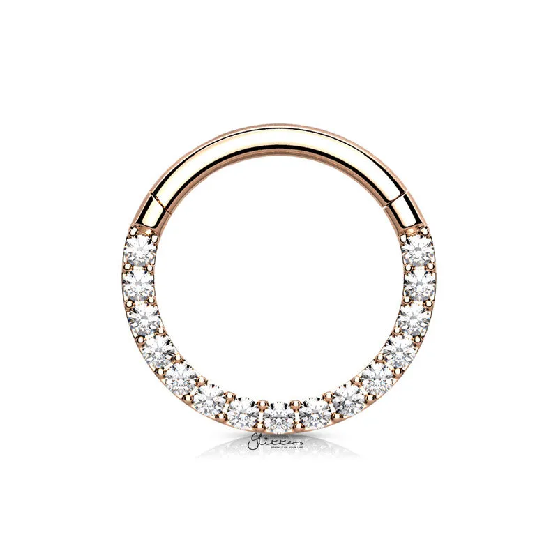 Front Facing CZ Paved Hinged Segment Hoop Ring