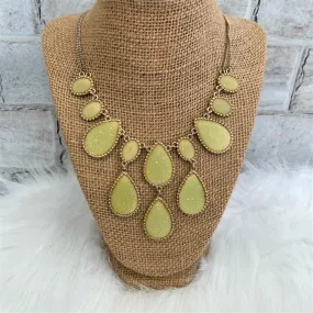 Gold Tone Lemon Lime Sparkle Drop Fashion Necklace