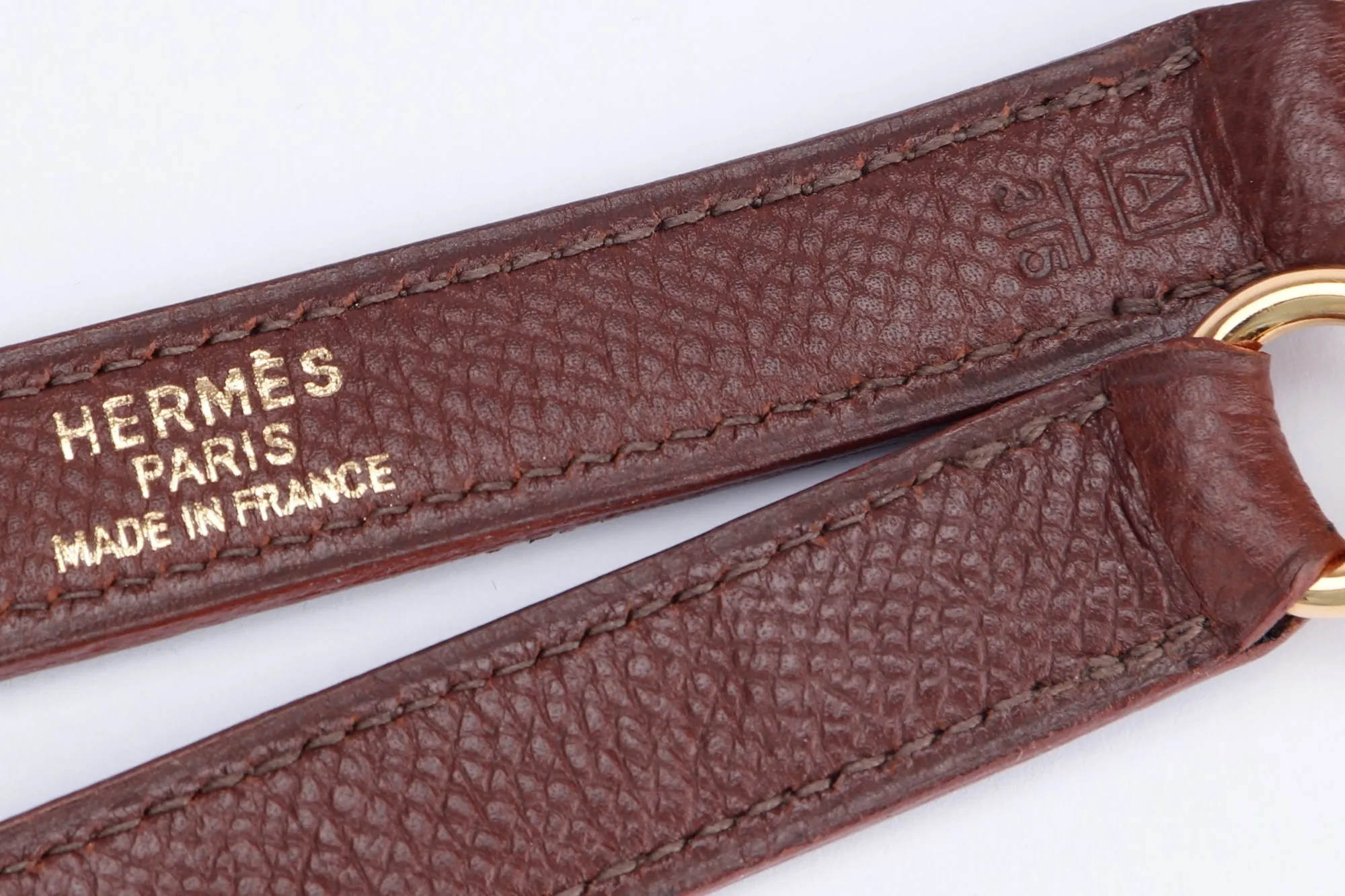 Hermes Vintage Shoulder Strap Brown Courcheval Leather, Gold Hardware, with Box