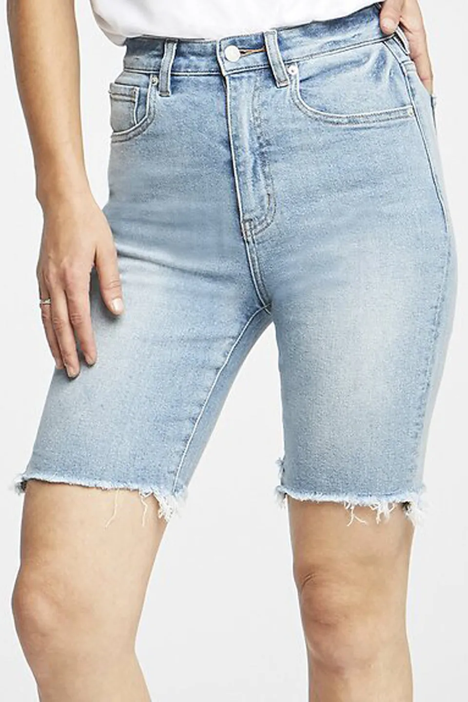 High Skinny Thigh Length Pale Blue Spirit Denim Short