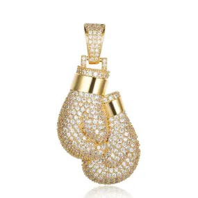 Iced Out Boxing Gloves Pendant - Gold