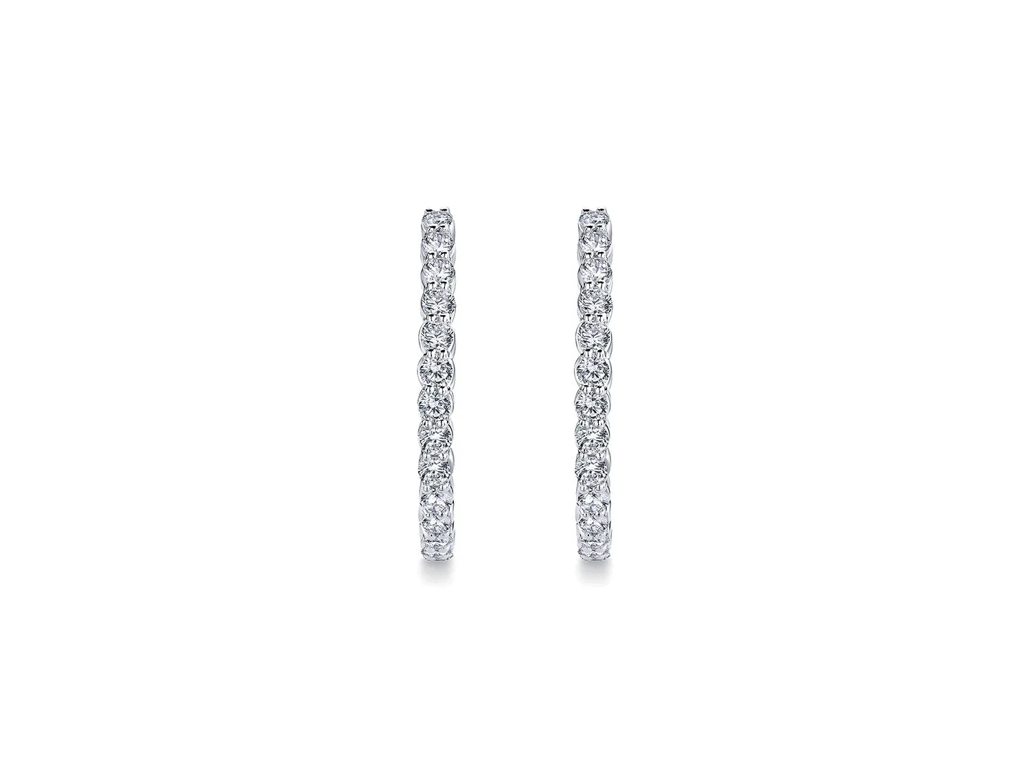 Inside-Outside Diamond 30mm Hoop Earrings in White Gold