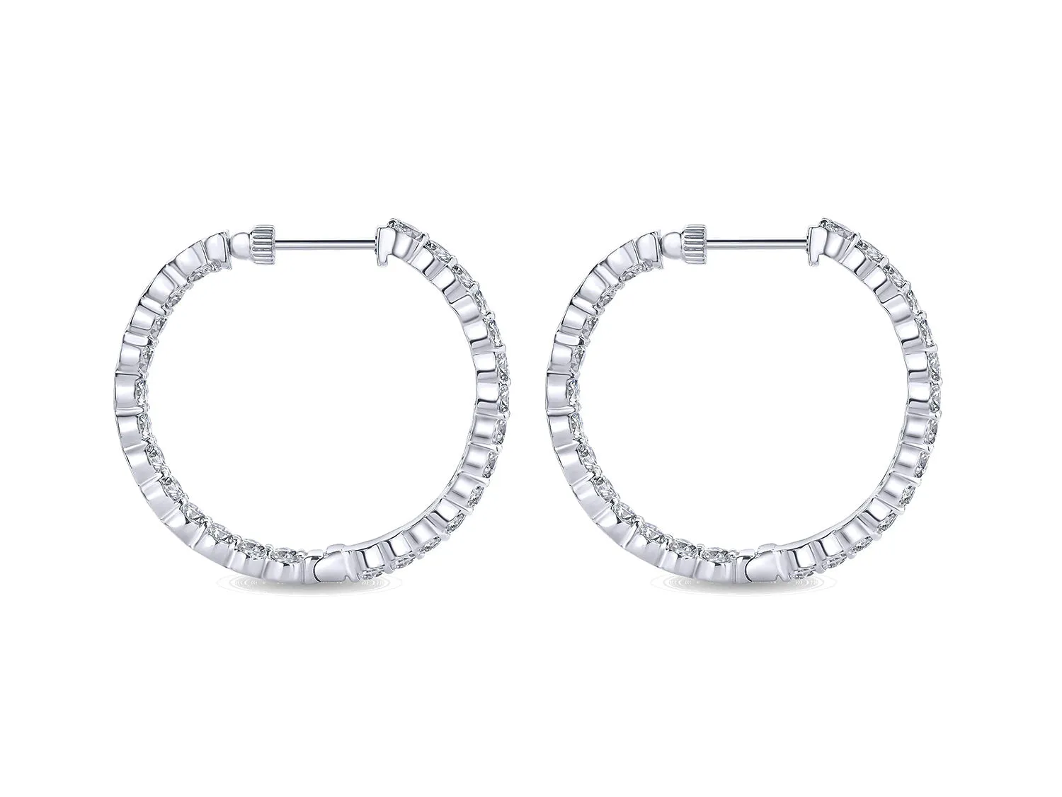 Inside-Outside Diamond 30mm Hoop Earrings in White Gold