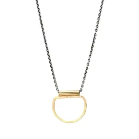 J & I Petite Open Golden Halfmoon Necklace