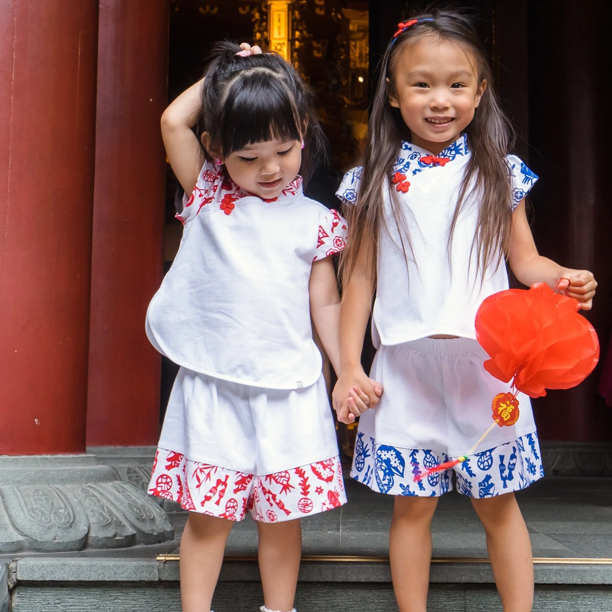 Jian Zhi Missy Mandarin Collar Set (Blue)