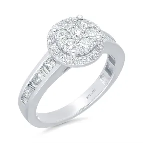 Kallati Legendary Round Halo Diamond Engagement Ring in 14K White Gold