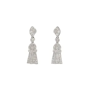 Milgrain Dangle Earrings with 0.39ctw of Diamonds in 14K White Gold