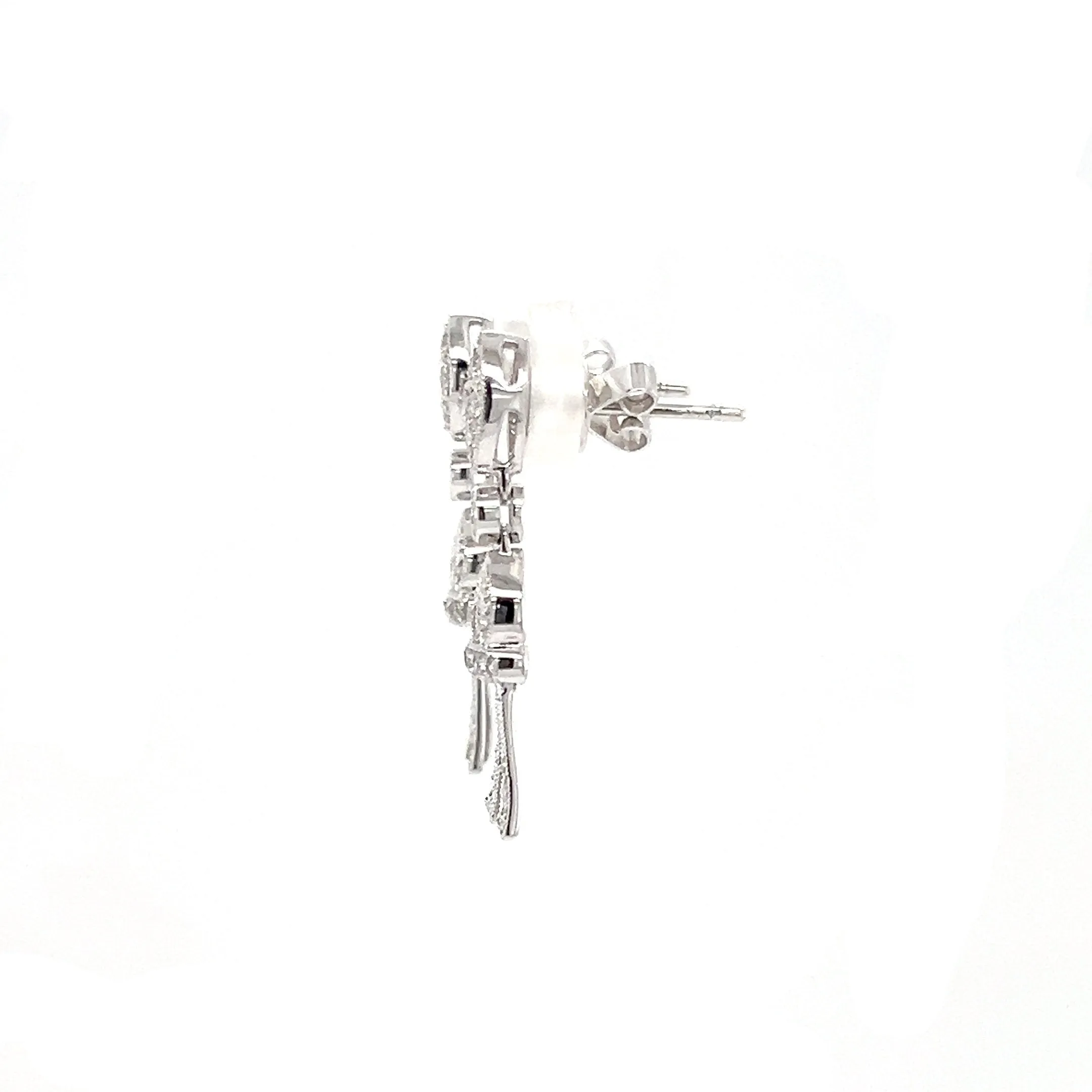 Milgrain Dangle Earrings with 0.39ctw of Diamonds in 14K White Gold