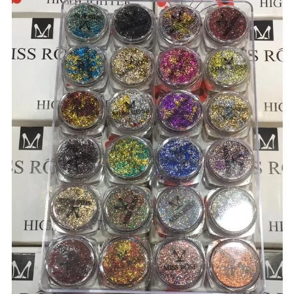 Miss Rose 3D Glitter Eyeshadow & Highlighter 24 Pcs Tray