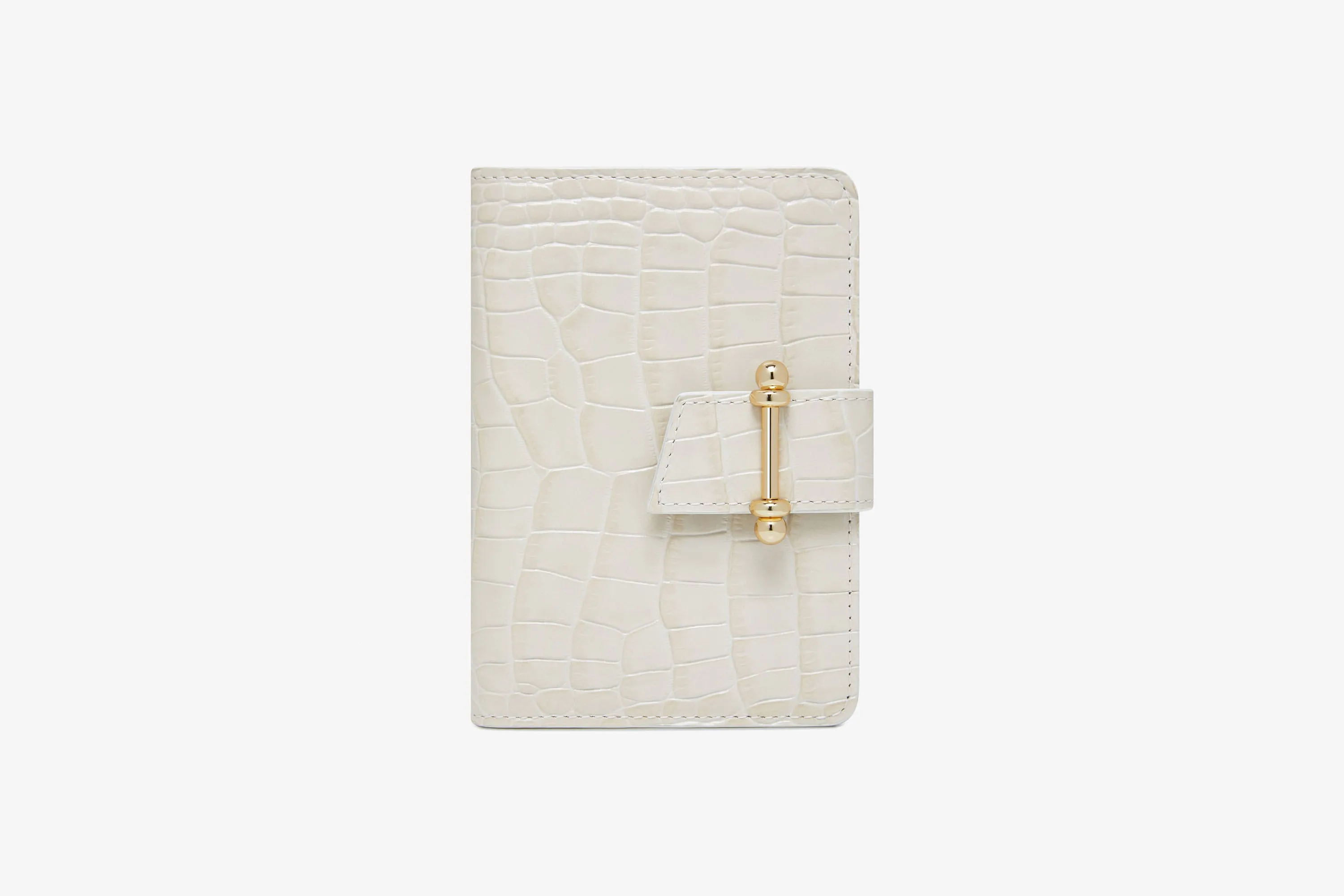 Multrees Passport Holder - Croc-Embossed Leather Vanilla