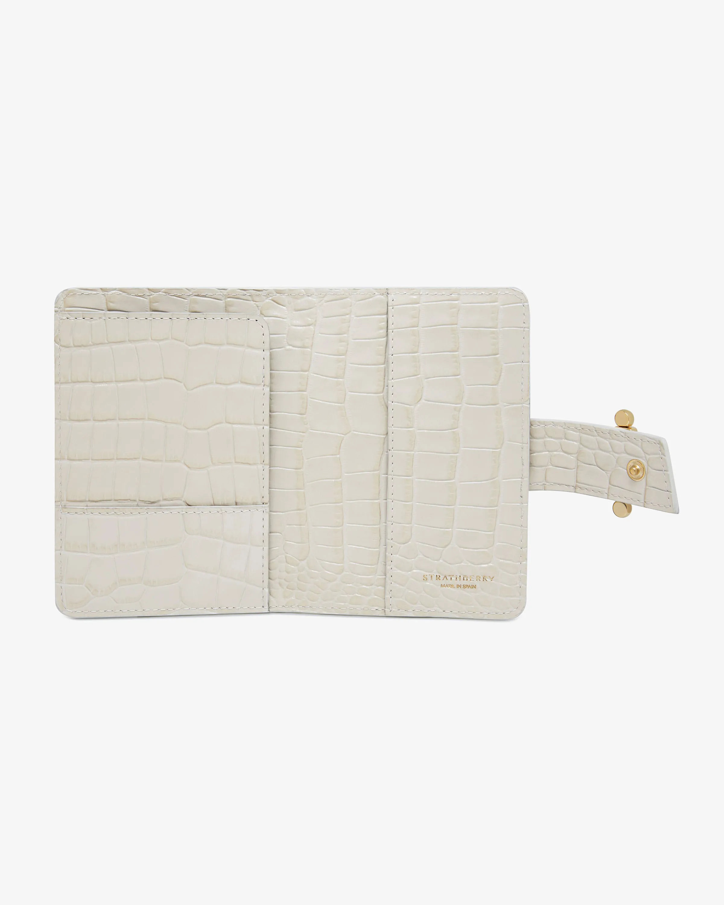 Multrees Passport Holder - Croc-Embossed Leather Vanilla