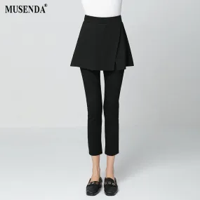 MUSENDA Plus Size Women Black Elastic Mid Waist Ankle Length Leggings 2018 Spring Female Lady Casual Clothing Leggings 4XL 5XL