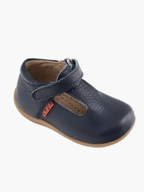 Navy Leather First Steps T-Bar Shoes