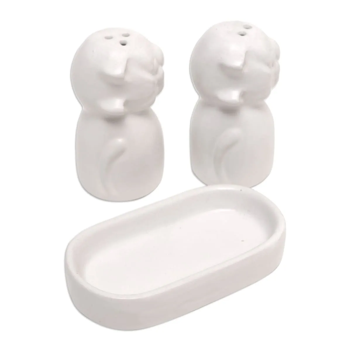 Novica Bright Felines Ceramic Salt And Pepper Set