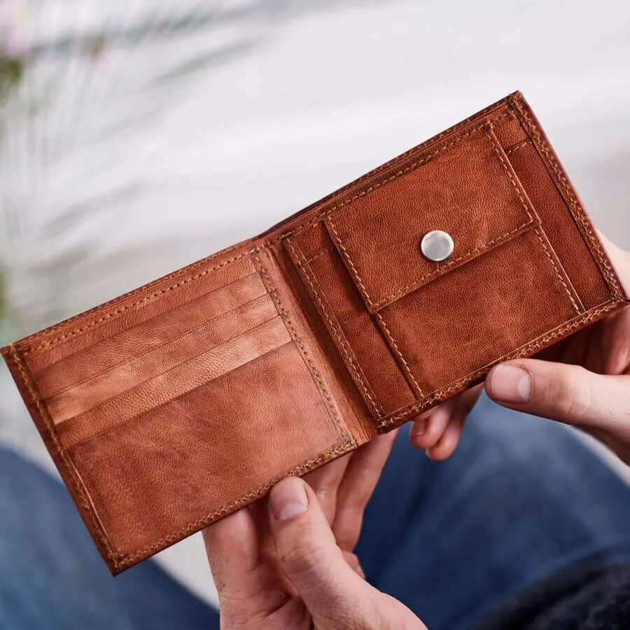 Simple Leather Wallet with Coin Section