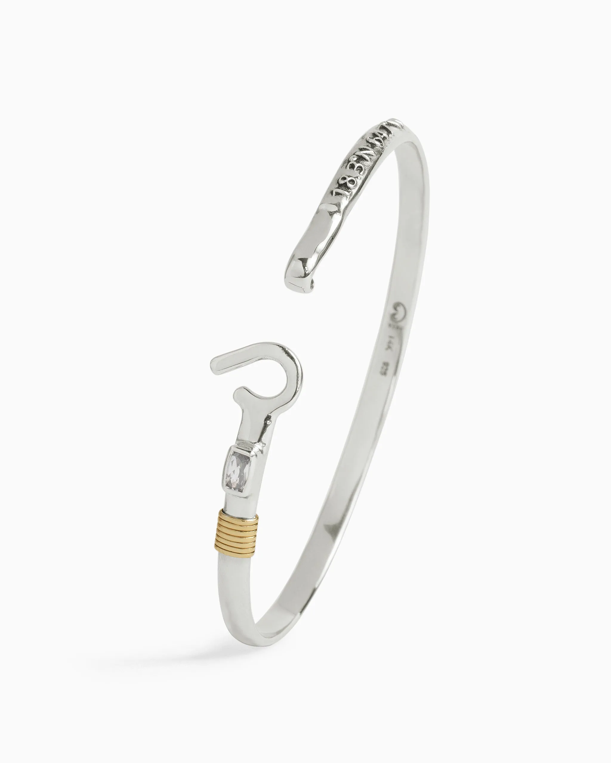 St. John Hook Bracelet with Stone & Coordinates, 4mm - White Zircon