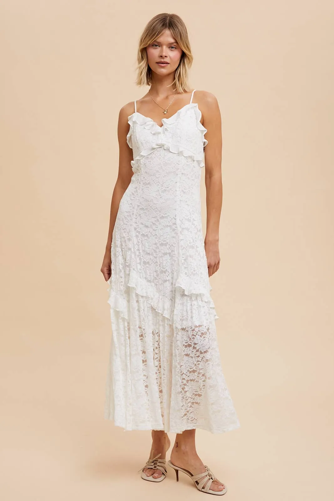 White Vintage Lace Maxi Dress